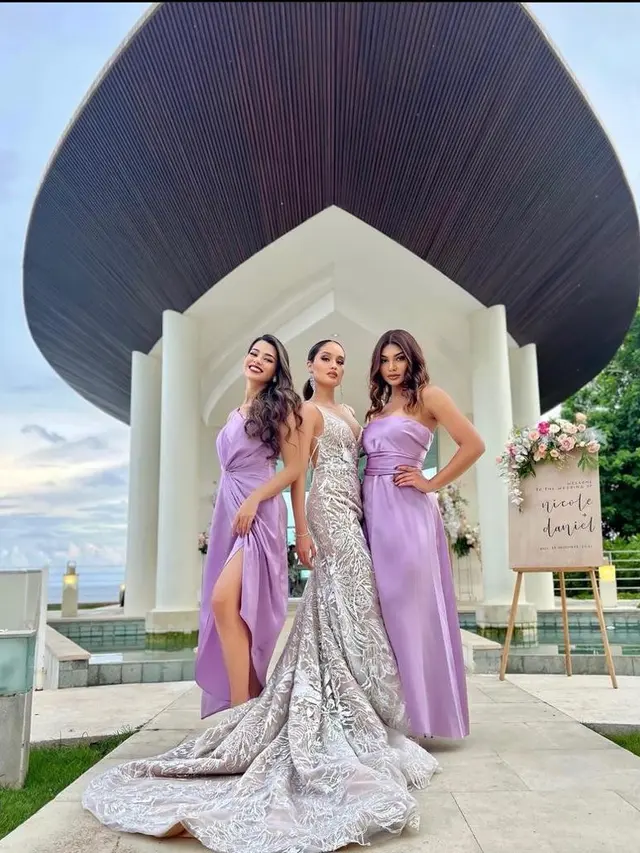 8 Pesona Cinta Laura Pakai Gaun Pengantin, Pose Bareng Bridesmaid Susan Sameh dan Jihane Almira