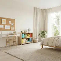 Putih Gading atau Off White yang Bersih dan Lapang/ Warna Cat Kamar Anak yang Tidak Membuat Pusing saat Belajar (AI generated)