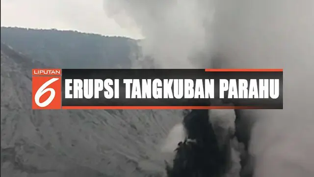 Abu tipis tampak di area parkir pos pemantau Gunung Tangkuban Parahu di Lembang, Bandung Barat.