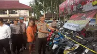Deretan kendaraan hasil curanmor yang berhasil diamankan polers Garut dalam dua bulan terakhir (Liputan6.com/Jayadi Supriadin)