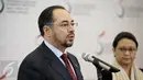 Menlu Afghanistan, Salahuddin Rabbani saat memberikan keterangan pers di sela KTT LB OKI di Jakarta, Minggu (6/2/2016). Indonesia akan membangun Indonesian Islamic Center (IIC) di Afganistan. (Liputan6.com/Faizal Fanani)