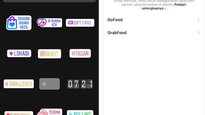 Instagram menambahkan opsi pengantaran GoFood di fitur stiker pesanan makanan untuk membantu pelaku bisnis UMKM (Foto: Instagram).