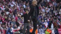 Ekspresi Mikel Arteta di laga Arsenal vs Manchester City di pekan kelima Liga Inggris 2025/26 di Emirates Stadium, Minggu (21/09/2025). (AP Photo/Kin Cheung)