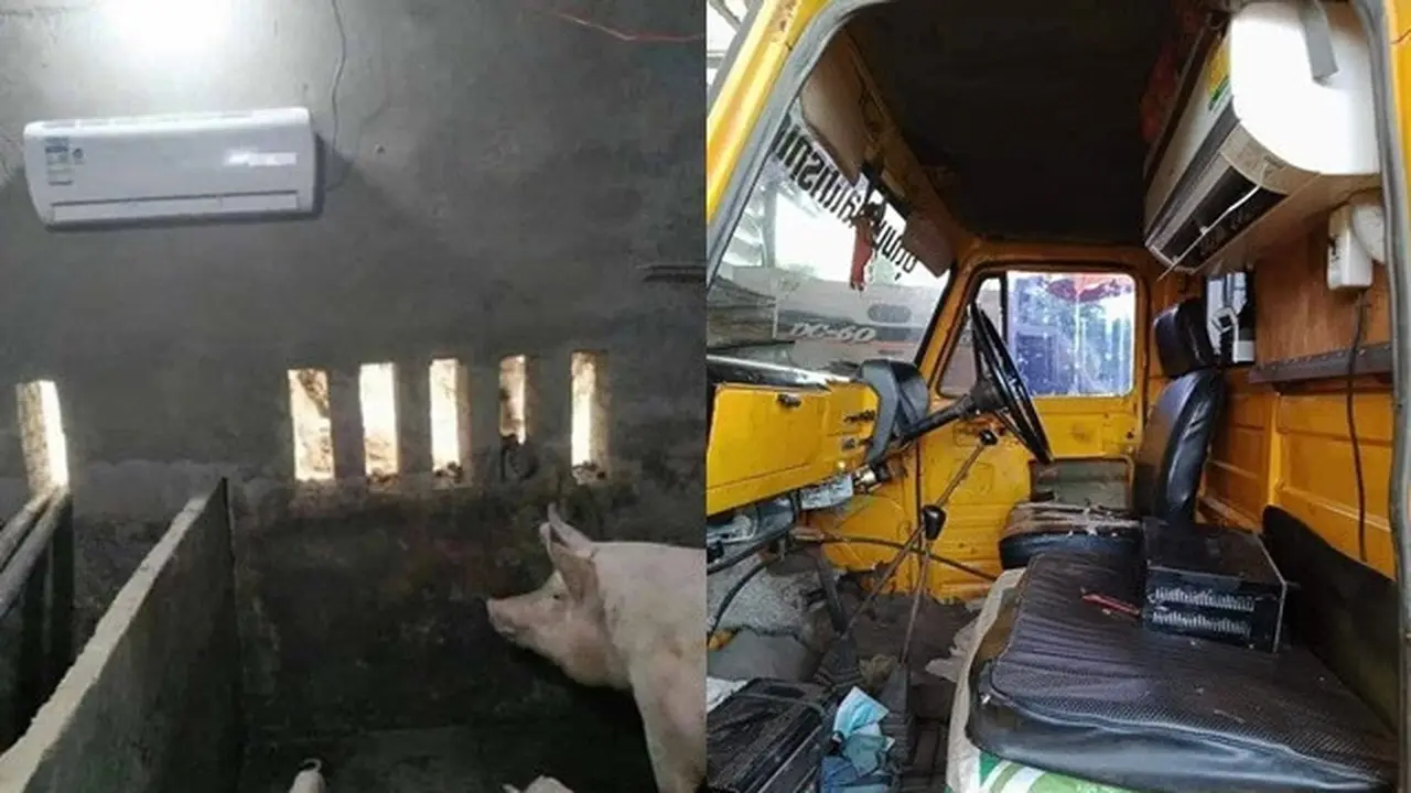 6 Potret Cara Nyeleneh Pasang AC di Tempat Tak Biasa Ini Bikin Tepuk Jidat