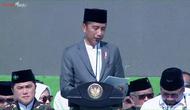 Presiden Joko Widodo atau Jokowi saat menghadiri puncak acara 1 Abad NU di Sidoarjo, Jawa Timur, Selasa (7/2/2023). ( Foto: Tangkapan layar Youtube Sekretariat Presiden/ Lizsa Egeham)