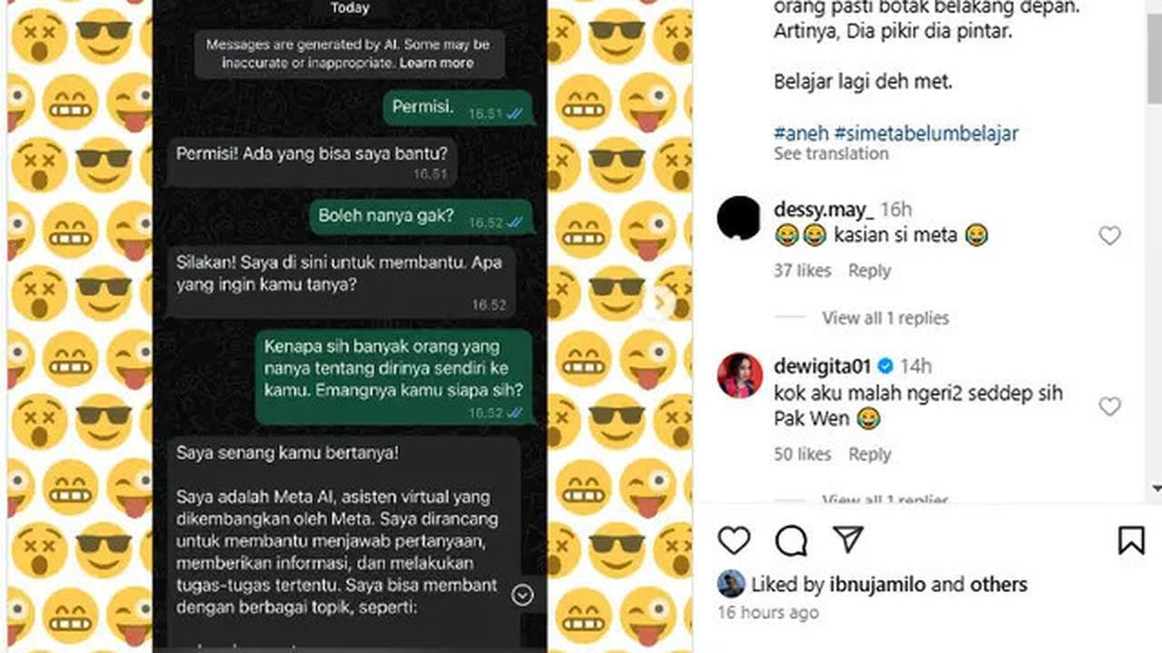 Chat 10 Artis dengan Meta AI Ini Jawabannya Halu, Bikin Ngakak