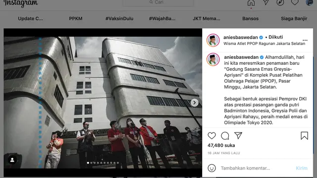 Unggahan Anies Baswedan. (Foto: Instagram @aniesbaswedan)