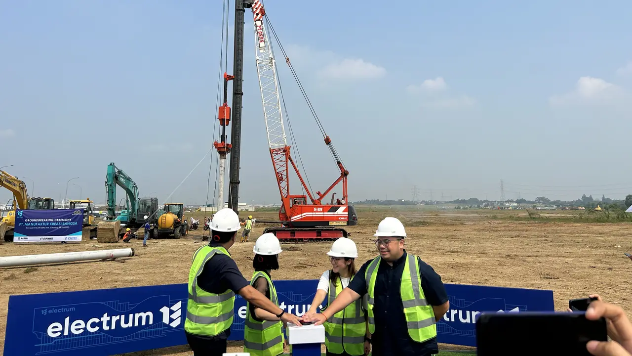 Groundbreaking Pabrik Electrum di Cikarang, Jumat (23/6/2023). (Foto: Liputan6.com/Elga N)