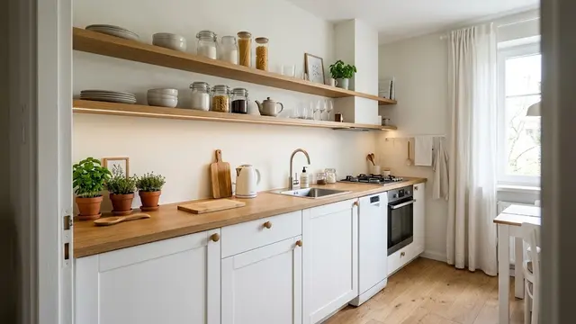 Desain Dapur Kecil dengan Rak Terbuka