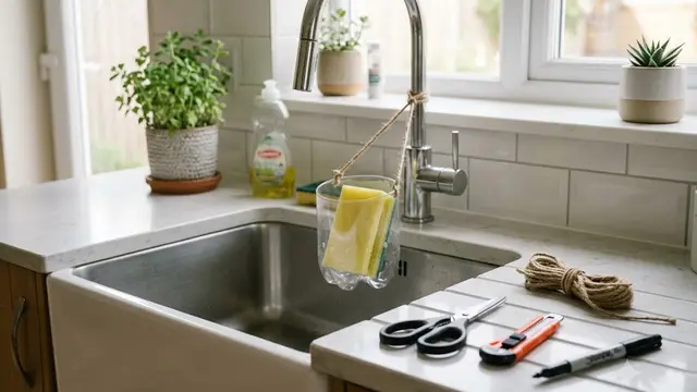 Cara membuat tempat spons cuci piring dari botol bekas
