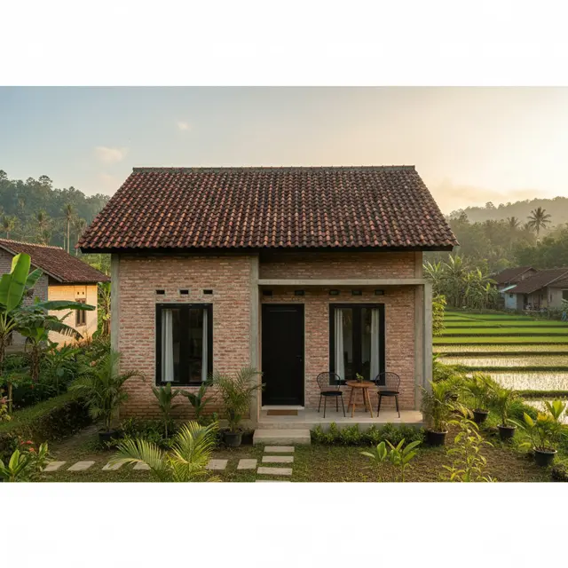 Rumah Sederhana dengan Dinding Bata Ekspos