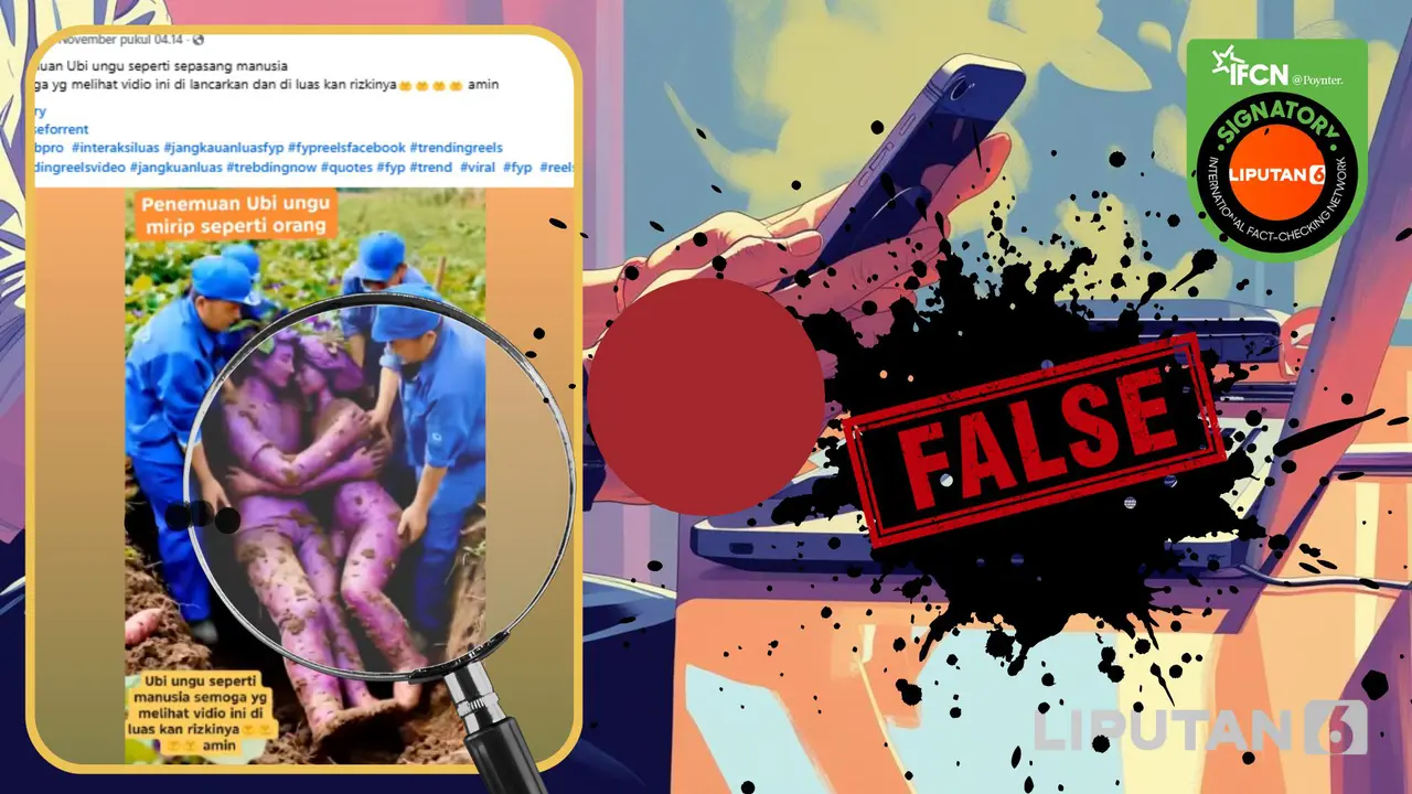 Tangkapan layar klaim video penemuan ubi ungu mirip seperti orang