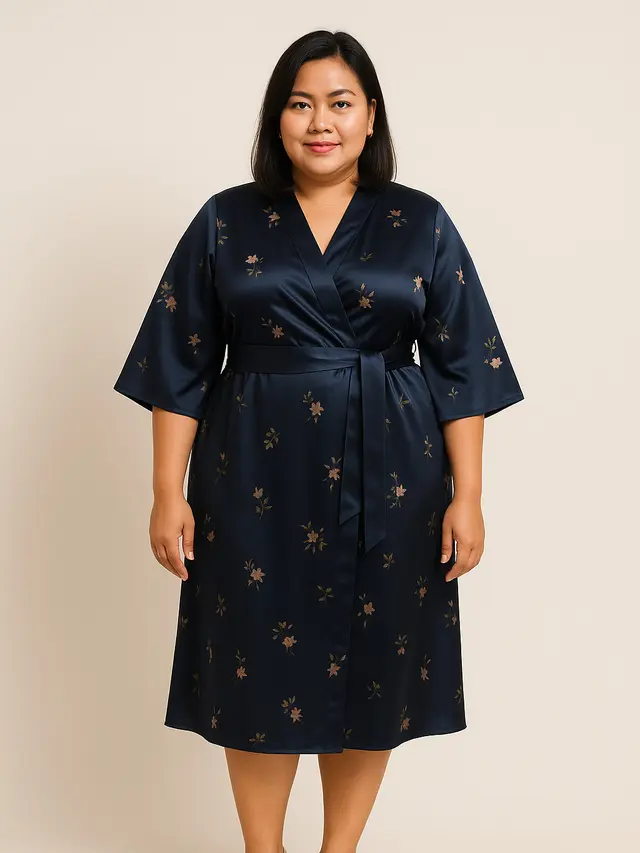 Model Baju Dress Modern Bahan Satin untuk Orang Gemuk (Foto: ChatGPT)