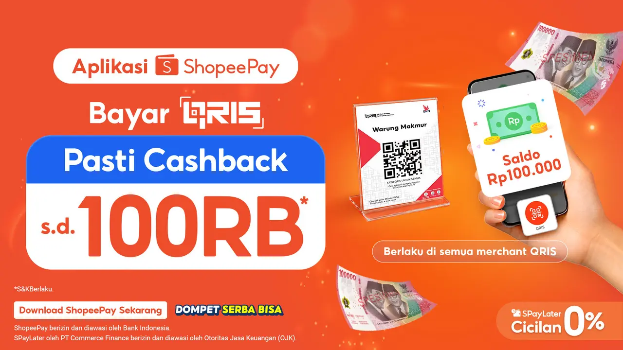 Dukung Adopsi QRIS Nasional, ShopeePay Hadirkan Cashback Saldo hingga Rp100 Ribu untuk Pengguna