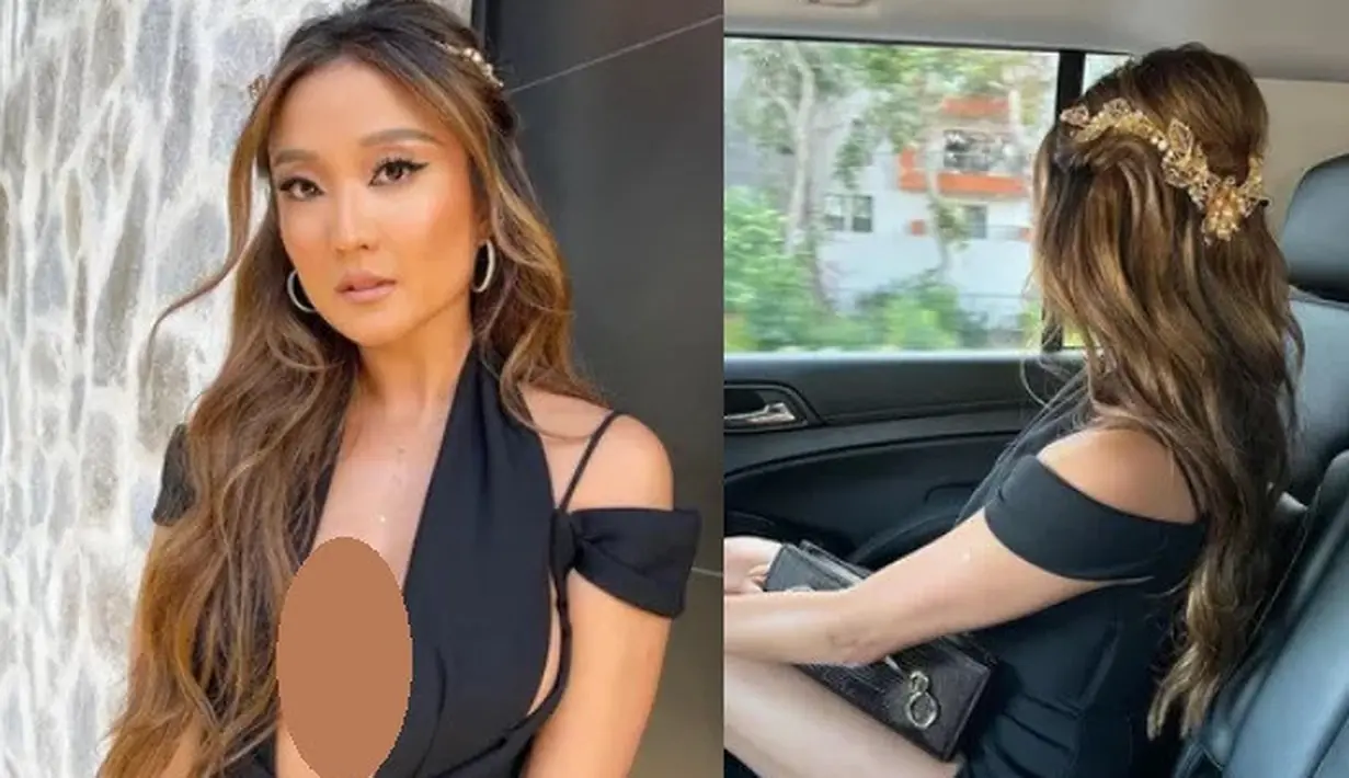 Bintang Emily in Paris, Ashley Jini Park, memakai aksesoris sederhana buatan desainer Indonesia, Rinaldy untuk acara Gold House Gala. (Foto: Instagram/@rinaldyyunardi)