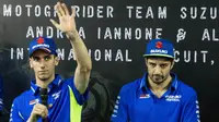 Andrea Iannone dan Alex Rins tidak sabar menantikan MotoGP di Indonesia. (Bola.com/Asprilla Dwi Adha)