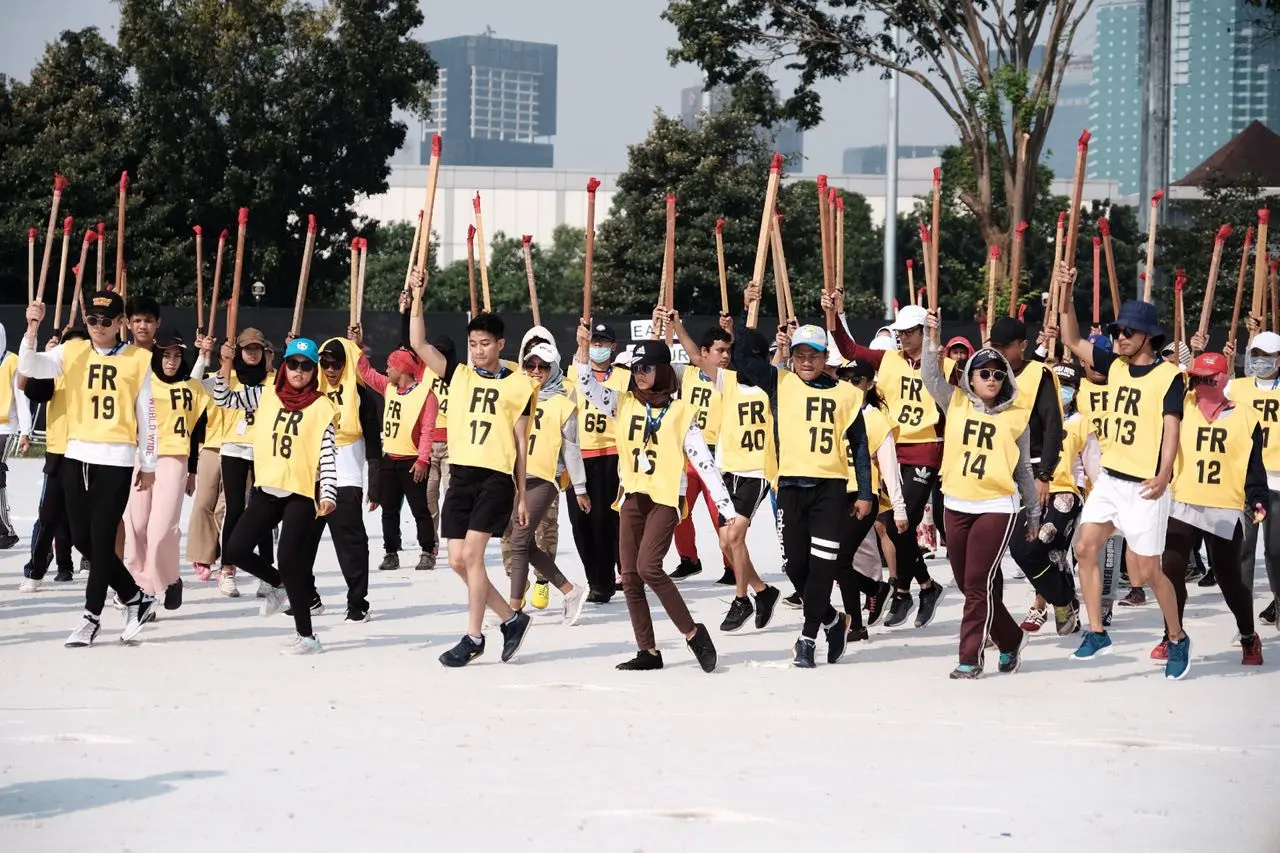 Penari tengah berlatih untuk membuat pertunjukan kolosal yang akan ditampilkan dalam pembukaan Asian Games 2018 pada 18 Agustus mendatang. (Istimewa)