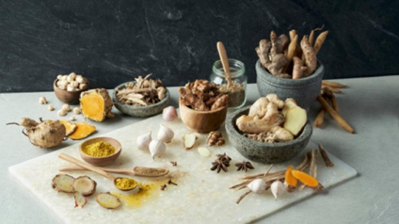 Bahan-bahan herbal untuk pembuatan jamu Air Mancur