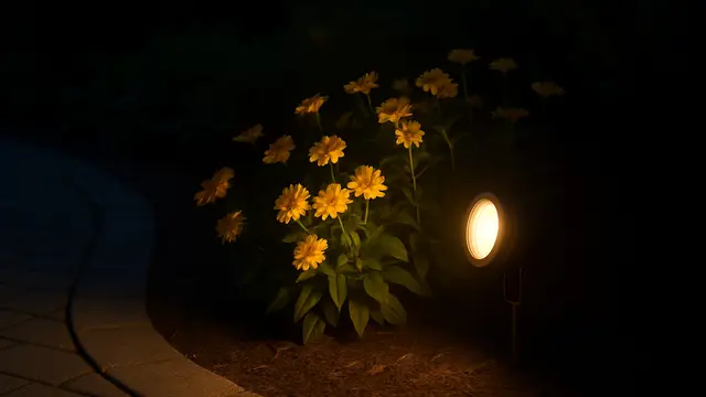 Dekorasi Desain Lampu Taman Estetik di Malam Hari (Foto: ChatGPT)