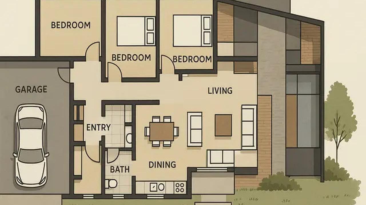 Denah Rumah 1 Lantai 3 Kamar Tidur dan Garasi, Ini Referensi untuk Punya Hunian Mininalis Modern
