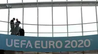 Suasana di Convention Centre, Dublin, jelang undian kualifikasi Euro 2020. (AP/Brian Lawless)