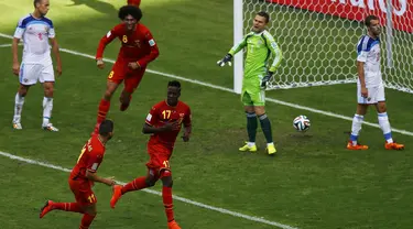 Timnas Belgia kokoh di posisi puncak klasemen Grup H setelah membungkam Rusia 1-0 di Stadion Maracana, Rio de Janeiro, Brasil, (22/6/2014). (REUTERS/Ricardo Moraes)