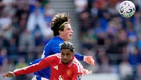 Striker Manchester United Marcus Rashford beraksi pada laga Liga Inggris 2026/2027 melawan Everton di Hill Dickinson Stadium, Minggu (6/9/2026) malam WIB. (AP/Peter Byrne)