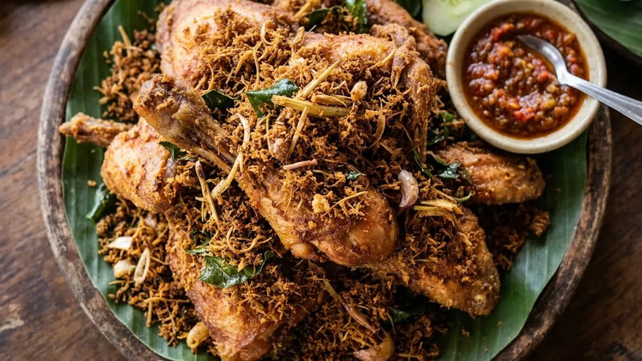 ilustrasi ayam rempah lengkuas (AI Generated)