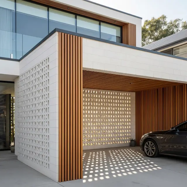 Model Carport dengan Dinding Roster Estetik (AI Generated)