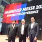 Direktur Jenderal Ketahanan, Perwilayahan, dan Akses Industri Internasional (Dirjen KPAII), Eko S.A. Cahyanto (kiri) saat menghadiri konferensi pers Hannover Messe 2023. (Istimewa)