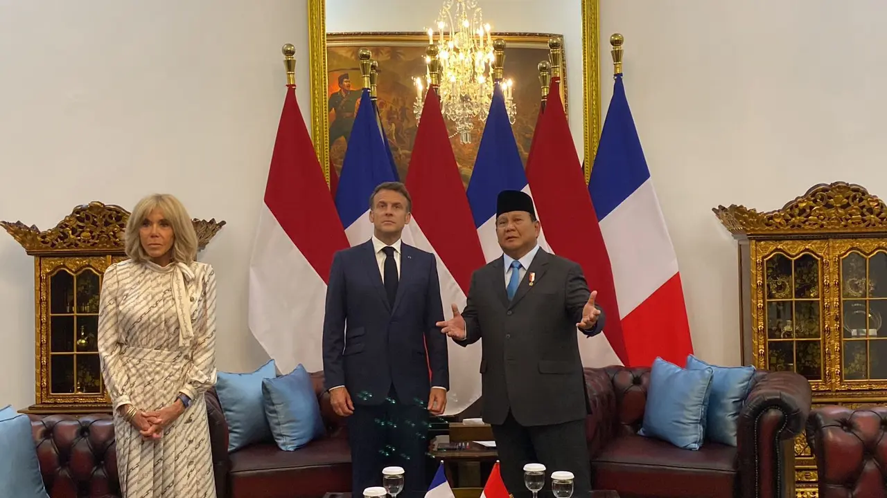 Presiden Prabowo Subianto menerima kunjungan kenegaraan Presiden Prancis, Emmanuel Macron di Istana Merdeka Jakarta, Rabu (28/5/2025).