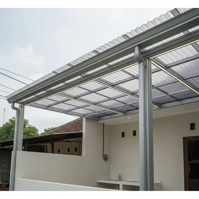 Model Kanopi Anti Lembap yang Cocok untuk Laundry Rumah Minimalis Desain Talang Air Terpadu