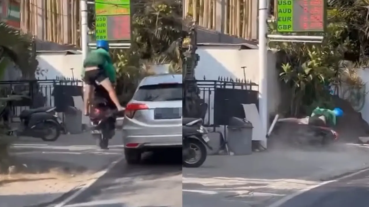 Turis Asing di Bali Tersungkur Usai Ngebut sampai Terbang dari Motor, Warganet: Kasihan Motornya