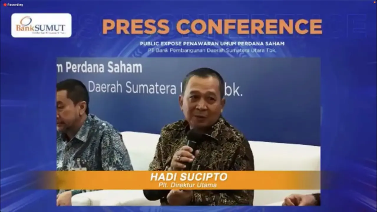 Paparan publik penawaran umum perdana saham (IPO) PT Bank Pembangunan Daerah Sumatera Utara Tbk (BPD Sumut), Senin (9/1/2023) (Foto: Liputan6.com/Pipit I.R)
