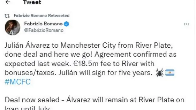 Julian Alvarez (Foto: Twitter/@FabrizioRomano)