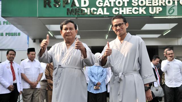 Prabowo Subianto dan Sandiaga Uno Tes Kesehatan