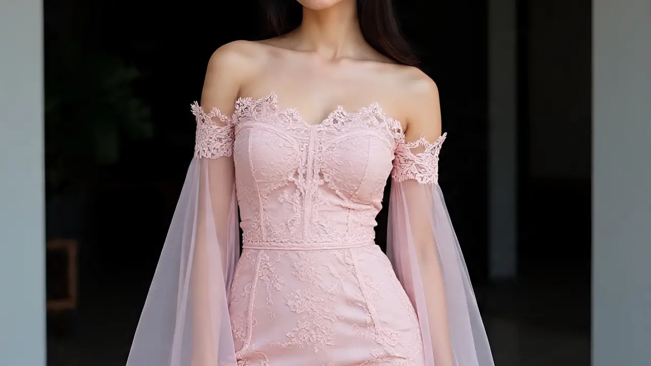 Model Dress Brokat Pendek