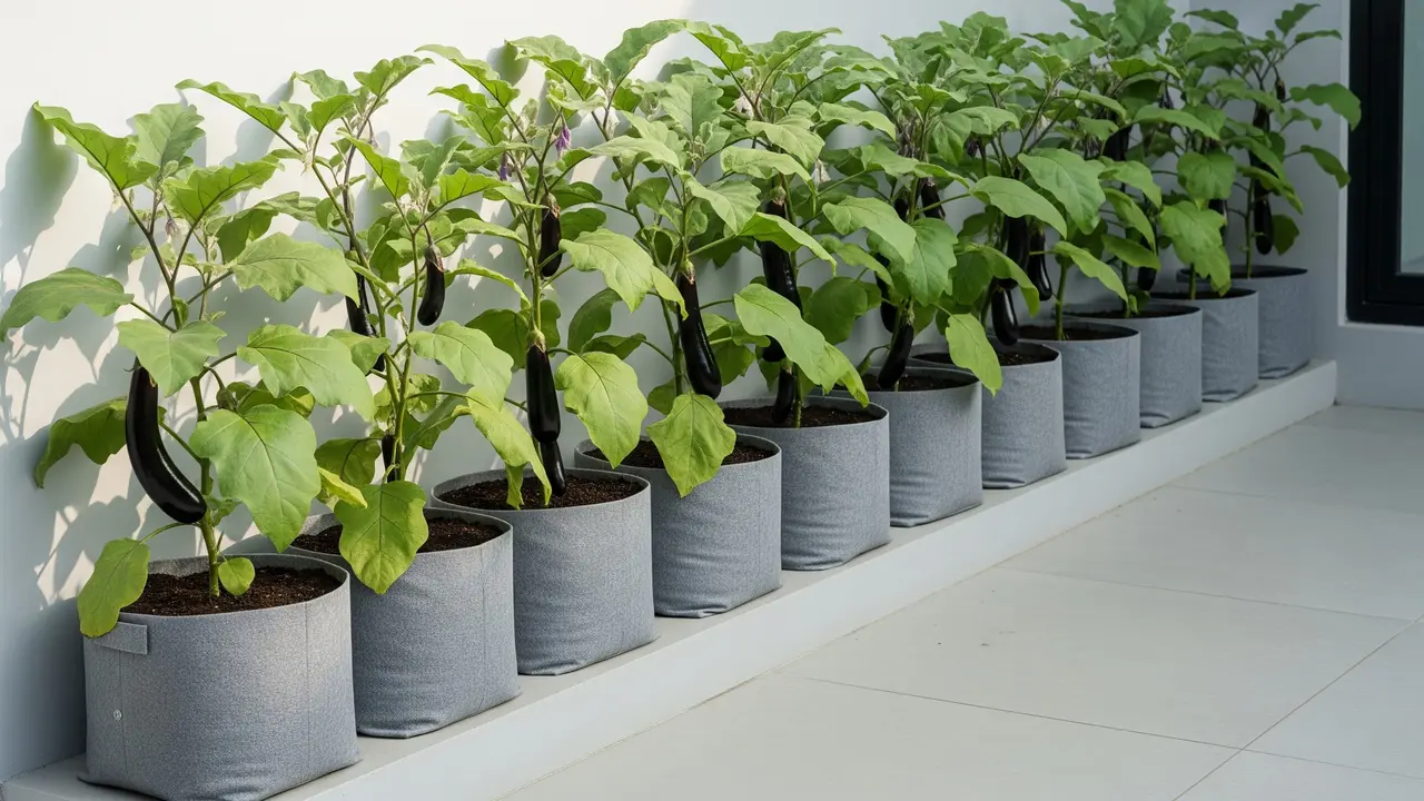 Kebun Terong dengan Grow Bags yang Fleksibel