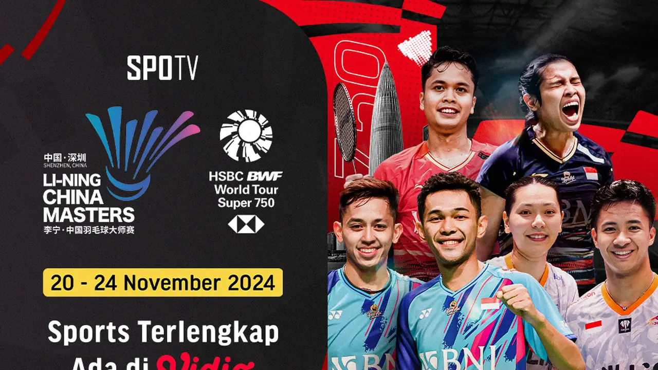 Jadwal BWF World Tour Super 750 Li-ning China Masters 2024 di Vidio