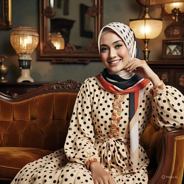 5 Model Gamis Motif Polkadot untuk Gaya Retro hingga Kasual, Jadi Tren Muda Masa Kini