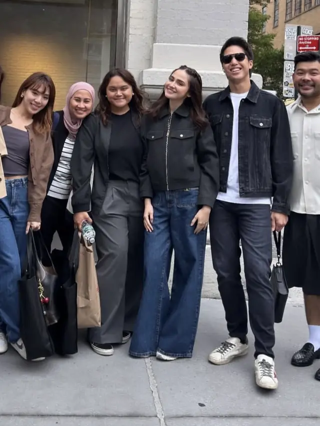 Gaya Syifa Hadju dan El Rumi saat kenakan jaket di Amerika Serikat. [@taridjo_]