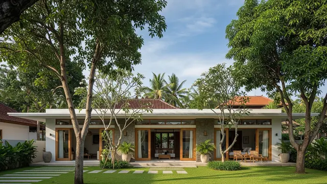 Rumah 1 Lantai di Kampung dengan Pepohonan di Sekitar Rumah (Gemini AI)