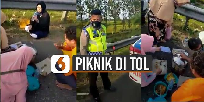 VIDEO: Piknik di Pinggir Tol, Sekeluarga Ditegur Polisi