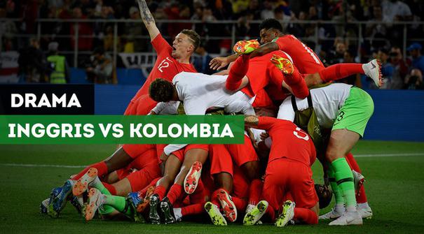 Timnas Inggris berhasil melaju ke babak 8 besar usai mengalahkan Kolombia 4-3 dalam drama adu penalti.