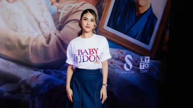 Marcella Daryanani dalam press screening & press conference film Baby Udon di Jakarta, Rabu (26/8/2026). (dok LYTO Pictures)