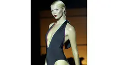 Jodie Kidd saat tampil pada London Fashion Week, Jodie adalah model, presenter TV dan juga penggemar sekaligus pebalap olah raga motosport. (EPA/PS/Yui Mok/UK)
