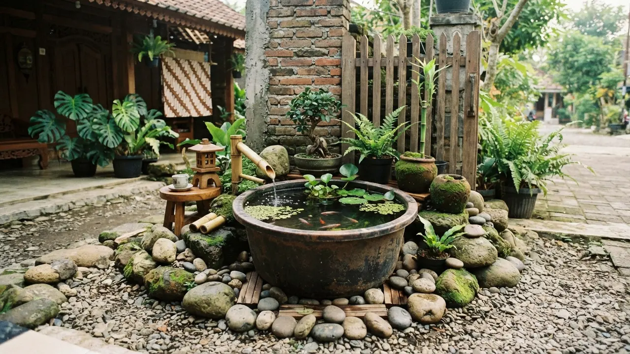 Cara Membuat Kolam Ikan Mini dari Ember Bekas Bergaya Zen Ala Jepang