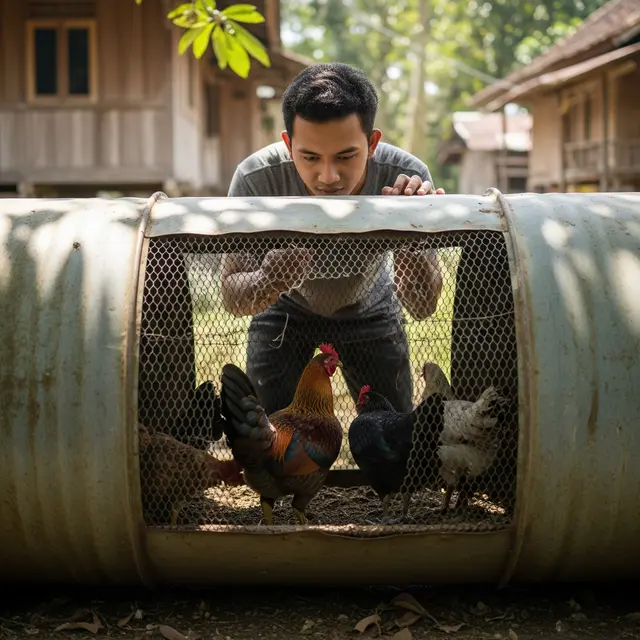 Cara Memelihara Ayam Kampung dalam Kandang Drum