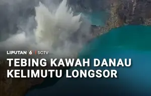 Tebing Kawah Danau Kelimutu Longsor