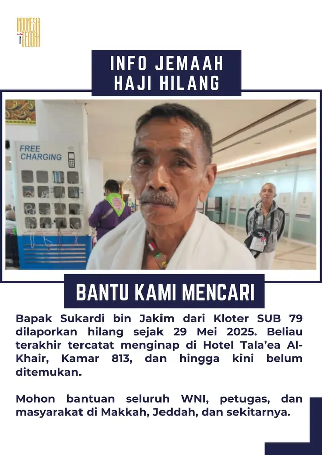 Dua jemaah haji lansia hilang sejak Mei 2025, ibadah dibadalkan